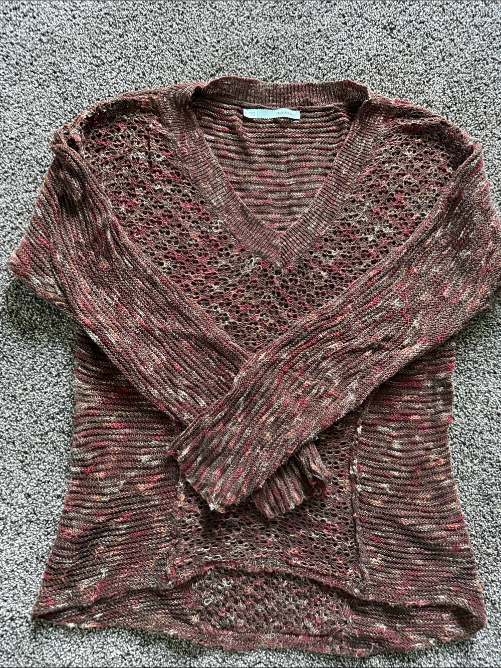 maurices Open Knit Cardigan in Brown & Pink Size Small